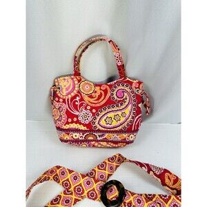 Vera Bradley Quilted Paisley Floral Purse With Belt